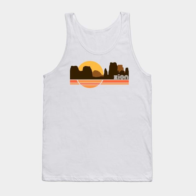 Zion National Park Retro 70s Tourist Souvenir Tank Top by darklordpug